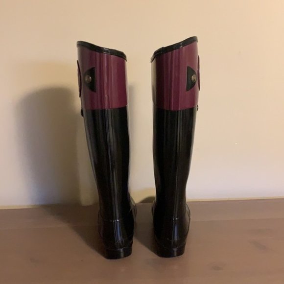 Hunter Black and Purple Rubber Boots - Women’s Size 5 - Picture 6 of 11